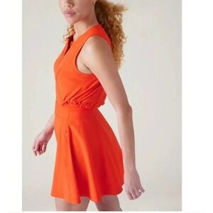 Athleta Venture Out Dress Size 10T Tall in Vermillion Orange Flowy Lined Hiking